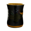 Wing Wheel Flag Sculpted Barista Mug in Black & Gold - Side View