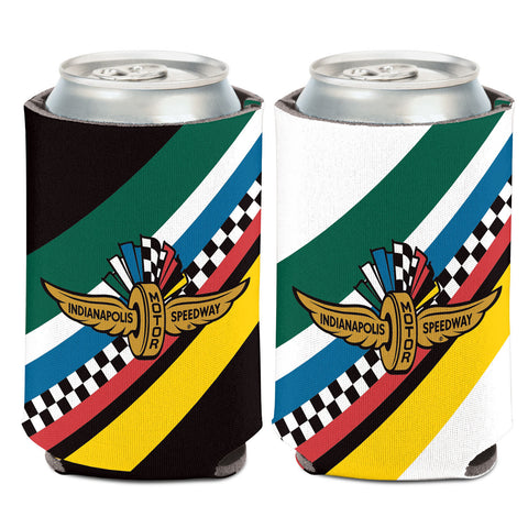 Wing Wheel Flag Stripe Build Can Cooler 12oz  in multiple colors - Front and Back View