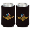 Wing Wheel Flag Black Can Cooler 12oz - Front and Back View