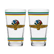 Wing Wheel Flag 7 Stripes Pint Glass 16oz. in multicolor - both sides