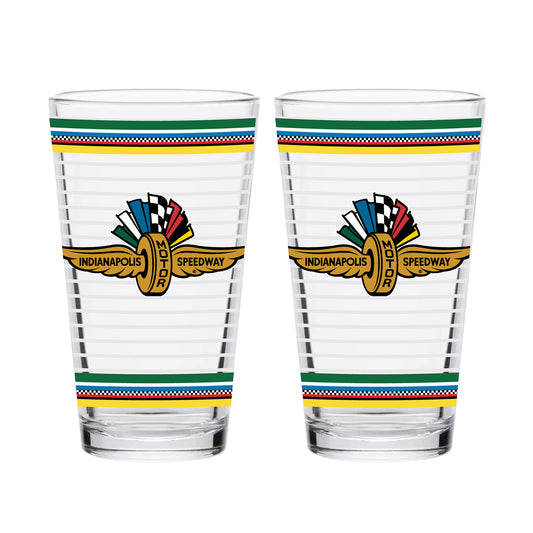 Wing Wheel Flag 7 Stripes Pint Glass 16oz. in multicolor - both sides