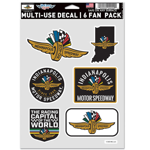 Wing Wheel Flag 6Pk of Decals in multicolors, front view