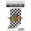 Wing Wheel Flag Checkered State Decal in black and white checkered, front view