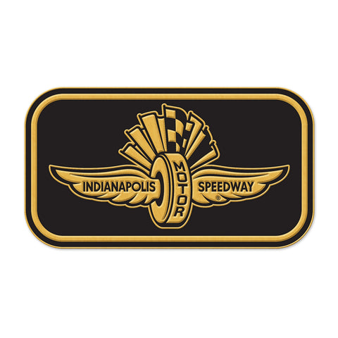 Wing Wheel Flag Oval Hat Pin in Black and Gold - Front View