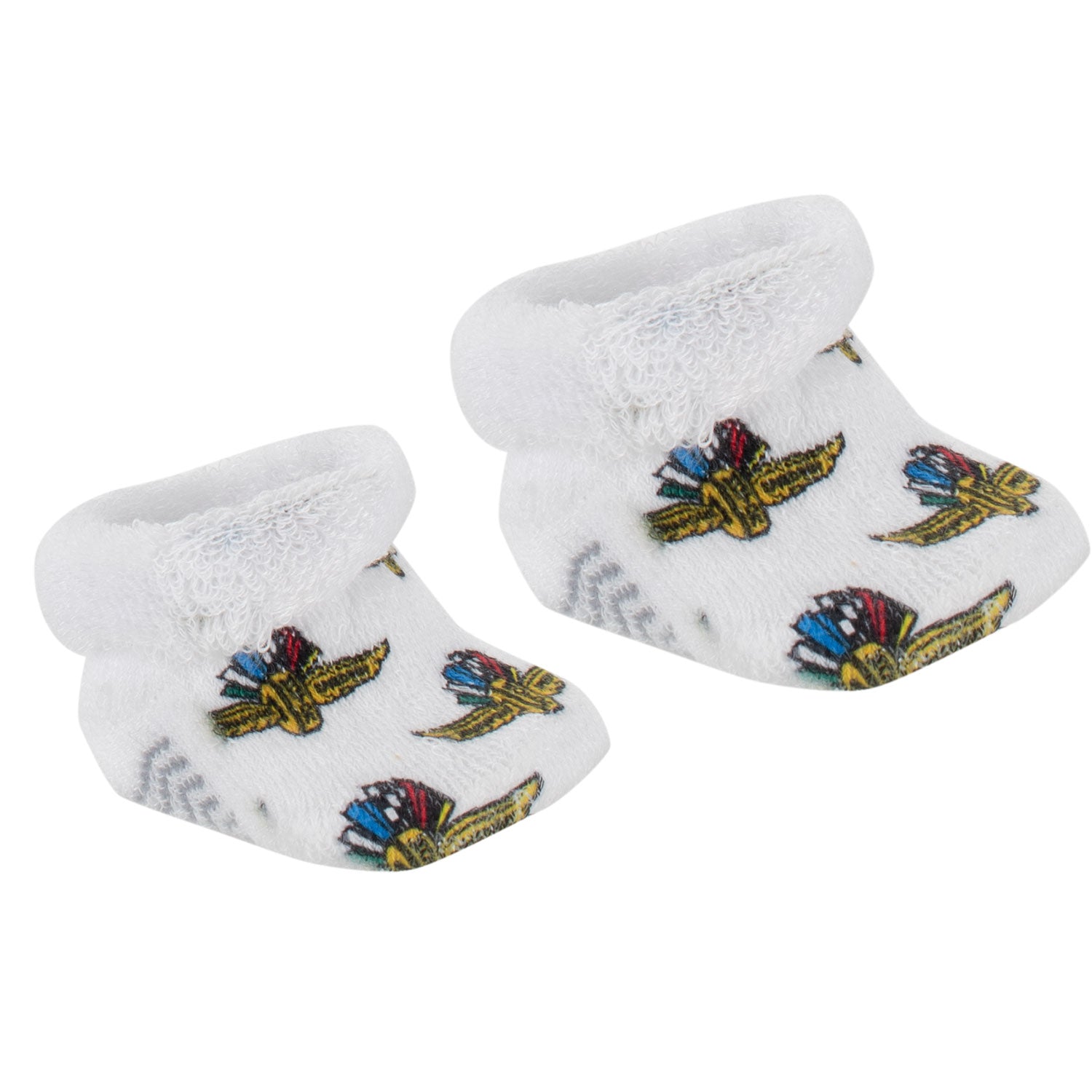 Wing Wheel Flag Infant Fan Booties in white