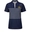 Wing Wheel Flag Ladies Nike Victory Stripe Polo in Navy with White Stripes - Front View