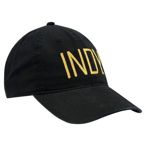 Ladies Indy Metallic Hat in black, side view