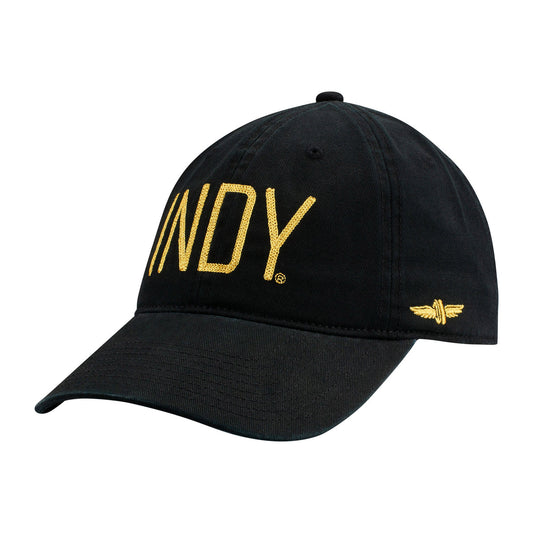 Ladies Indy Metallic Hat in black, front view
