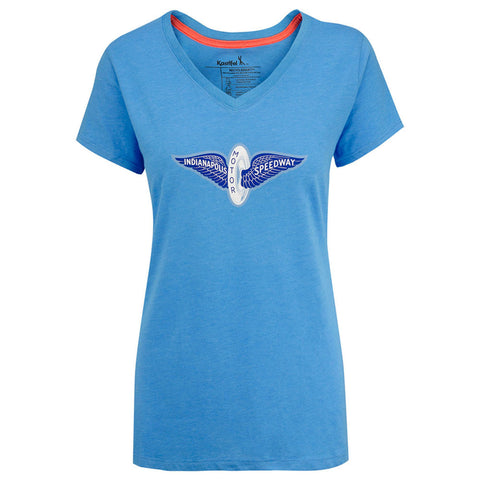Ladies WWF 1922 Recycled V-Neck in Blue - Front View