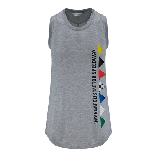 Indianapolis Motor Speedway Seven Flags Tank Top in grey, front view