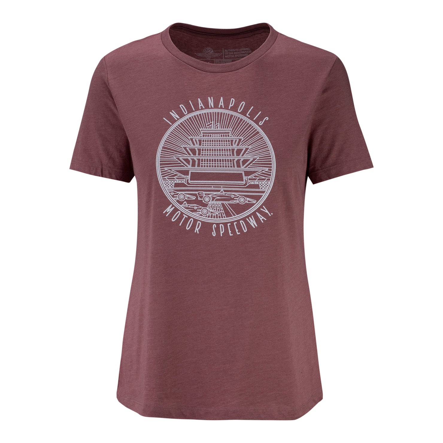 Indianapolis Motor Speedway Pagoda T-Shirt in mauve, front view