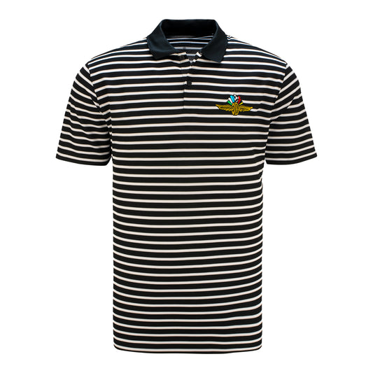 IMS Stripe Nike Polo in Black - Front View
