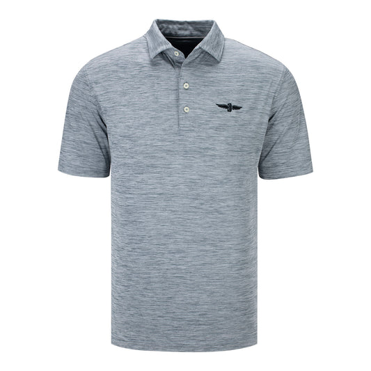 Wing and Wheel Johnnie-O Huron Polo in grey, front view