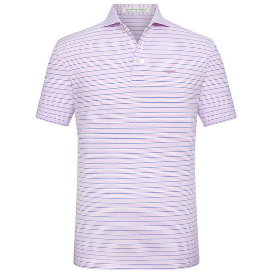 Wing and Wheel Holderness & Bourne Striped Polo in White & Pink - Front View