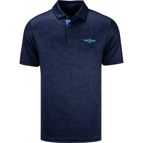 Wing and Wheel Tilt Polo in Black & Navy - Front View