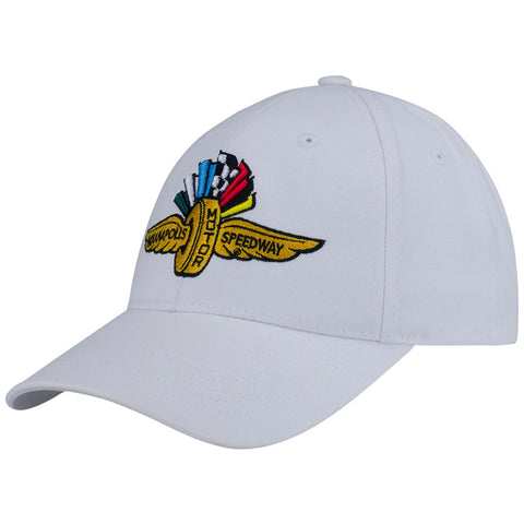 Wing Wheel Flag Franchise White Hat - Angled Right View