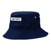 Wing and Wheel Cotton Bucket Hat in navy, side view
