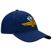 Wing Wheel Flag Unstructured Washed Hat in navy, side  view