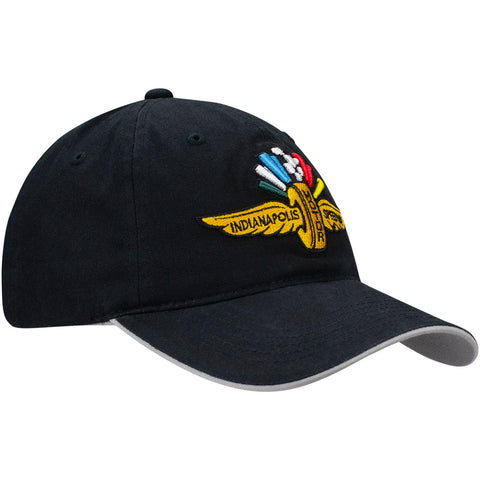 Wing Wheel Flag Unstructured Washed Hat in black, side view