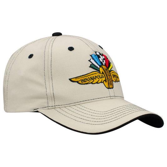 Wing Wheel Flag Contrast Stitch Hat in khaki, side view