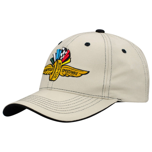 Wing Wheel Flag Contrast Stitch Hat in khaki, front view