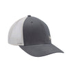 Wing Wheel Flag Rubber Performance Mesh Hat in grey and white, side view