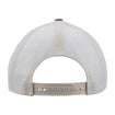 Wing Wheel Flag Rubber Performance Mesh Hat in grey and white, back view