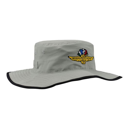 Wing Wheel Flag Performance Boonie Bucket Hat in grey, side view