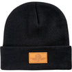 Wing Wheel Flag Leather Patch Knit Hat in black, front view