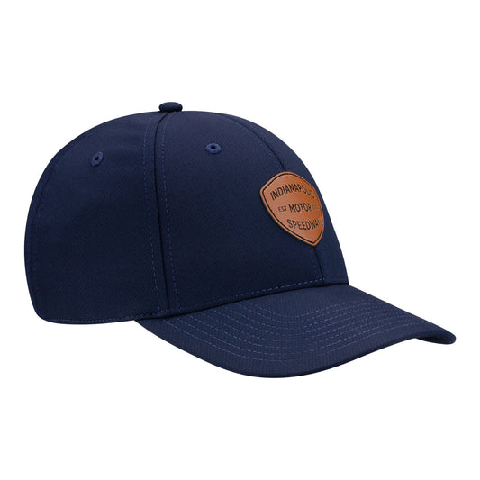 Indianapolis Motor Speedway Leather Patch Hat in navy, side view