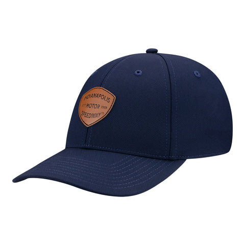 Indianapolis Motor Speedway Leather Patch Hat in navy, front view