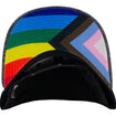 Wing Wheel Flag Pride Hat in black with rainbow features, under bill view