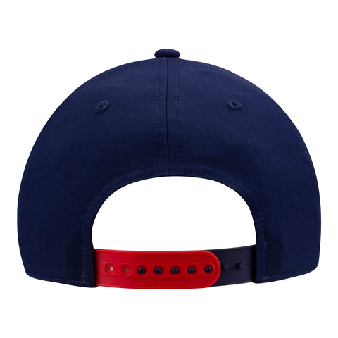 Wing Wheel Flag 4th of July Hat in navy and red, back view