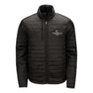 Wing Wheel Flag Puffer Full Zip Jacket in Black - Front View