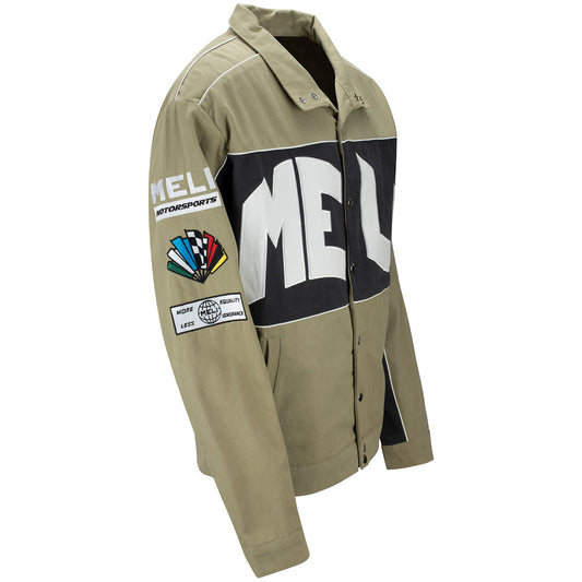MELI Racing Jacket in Tan, Black & White - Right Side  View