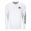 Wing Wheel Flag Columbia PFG Terminal Tackle Long Sleeve in white, front view