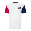Wing Wheel Flag Americana Colorblock T-Shirt in red, white and blue - front view