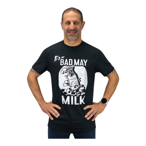 It's a Bad May to Be Milk T-Shirt in Black - Kanaan Front View Zoom