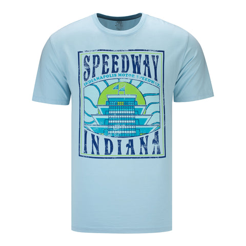 Indianapolis Motor Speedway Speedway, Indiana Recycled Soft T-Shirt in blue, front view