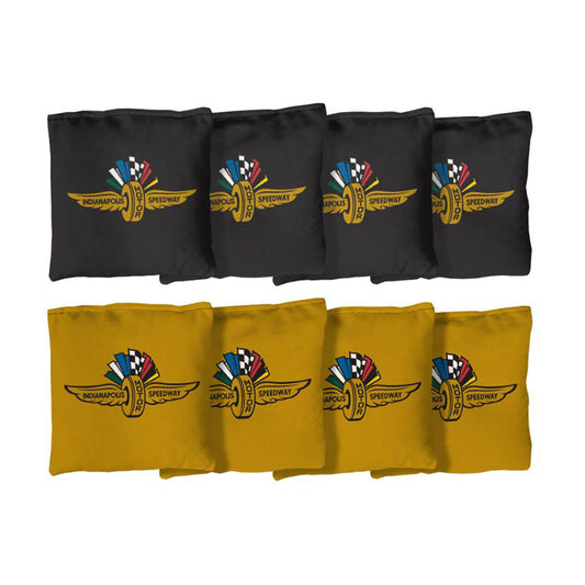 Wing Wheel Flag Bean Bags 8PK in black and gold, front view