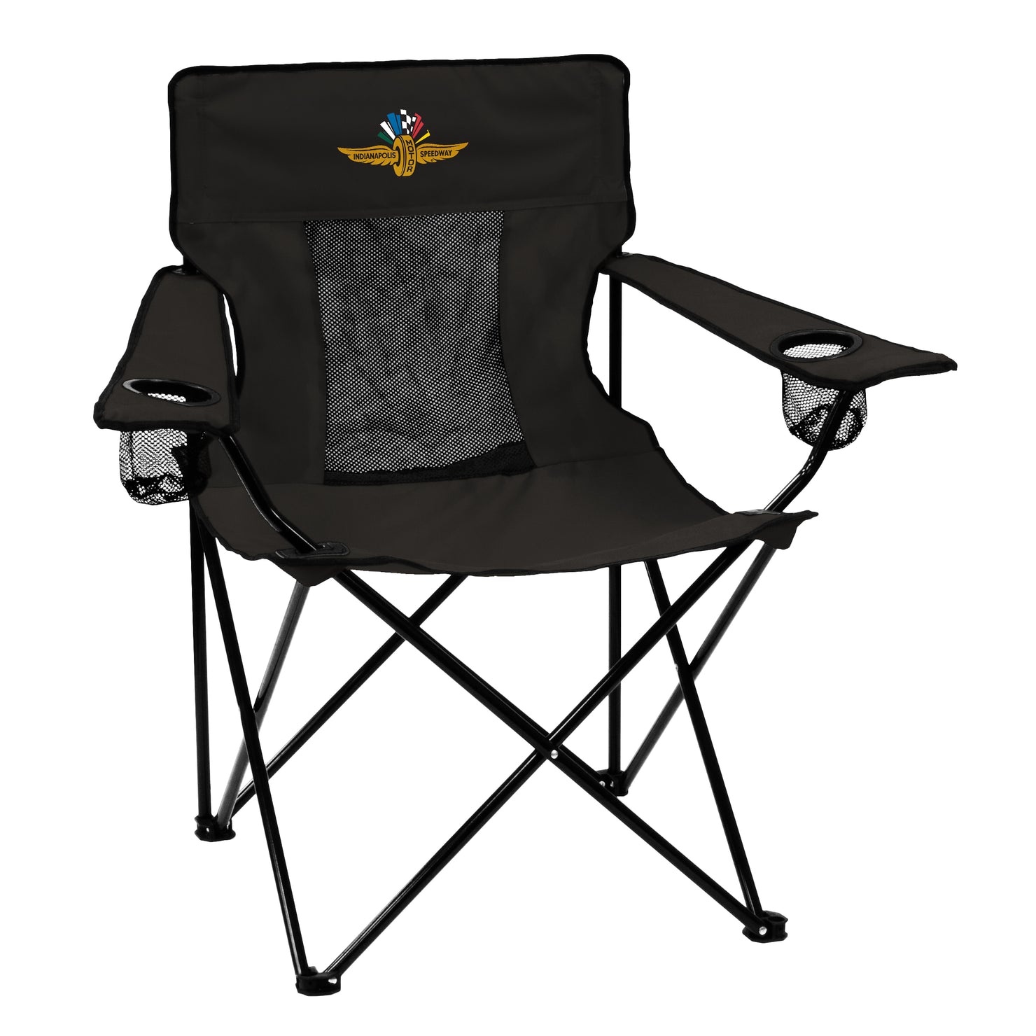 Wing Wheel Flag Elite Tailgate Camping Chair in black, front view