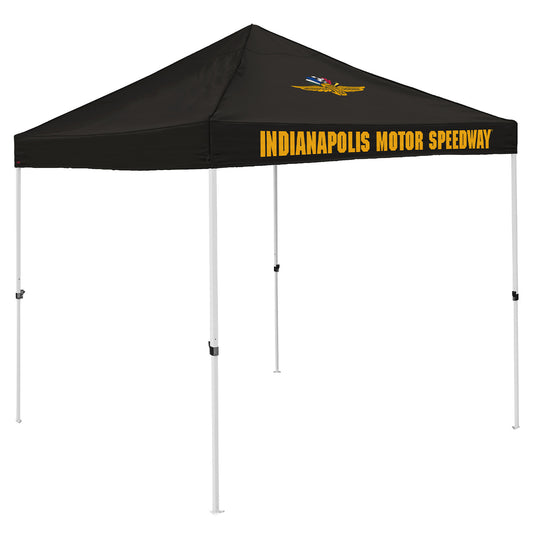 Wing Wheel Flag Tailgate Economy Tent in black, front view