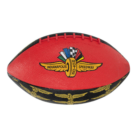 Wing Wheel Flag Mini Rubber Football in red, front view