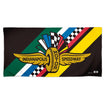 Wing Wheel Flag 7 Stripe Beach Towel in multicolor, front view