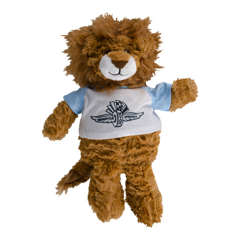 Wing Wheel Flag Lion in White and Blue Shirt - Front View