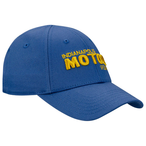 Indianapolis Motor Speedway Toddler Hat in blue, side view