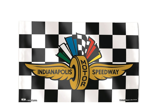 Wing Wheel Flag Indianapolis Motor Speedway Checkered 3'x5' Flag in Black & White Checkered Pattern - Front View