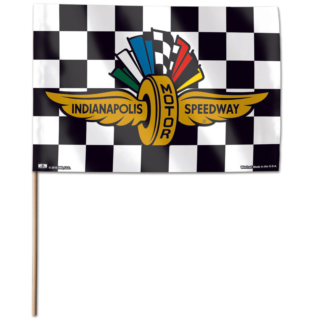 Wing Wheel Flag Checkered Stick Flag - Front View