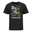 TK & SONS LANDSCAPING TEE in black, front view
