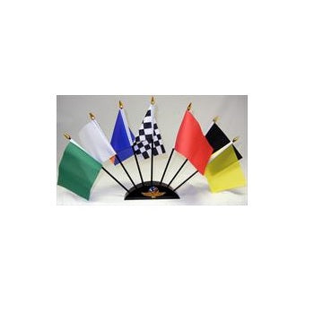 Indianapolis Motor Speedway 7 Flag Set with Base - Front View
